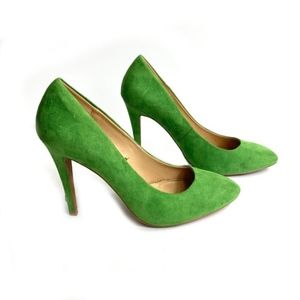 COPY - Zara Trafaluc Green Faux Suede Pumps